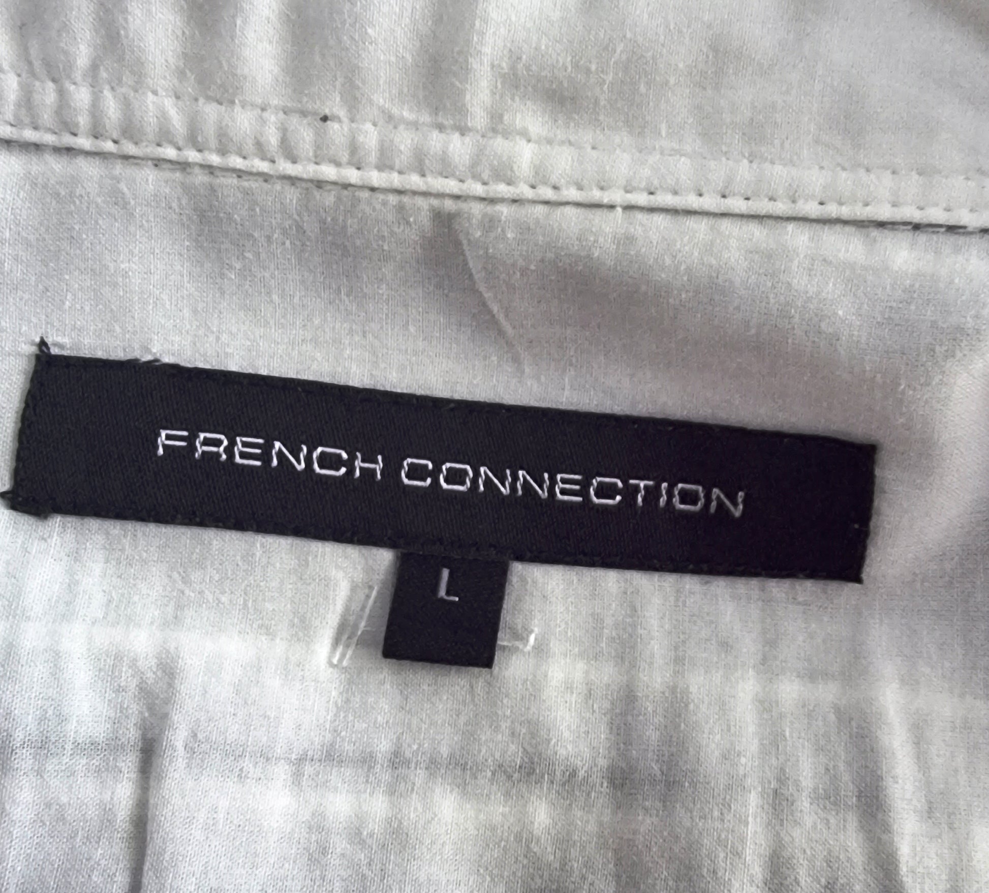 French Connection Men's White Striped Long Sleeve Shirt UK M Timeless Fashions