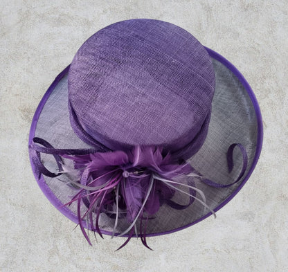 Jacques Vert Womens Purple & Grey Special Occasion Hat, Formal Wide Brim Hat Timeless Fashions