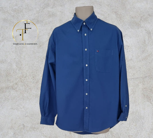 Tommy Hilfiger Mens Blue Casual Oxford Shirt Size M Timeless Fashions