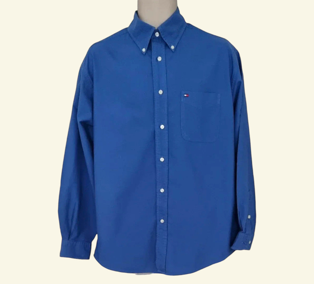 Tommy Hilfiger Mens Blue Casual Oxford Shirt Size M - Timelessfashions