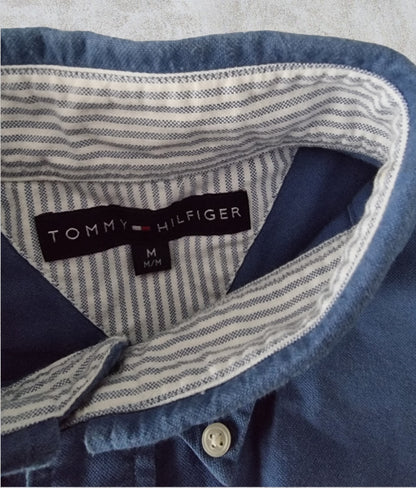 Tommy Hilfiger Mens Blue Casual Oxford Shirt Size M Timeless Fashions