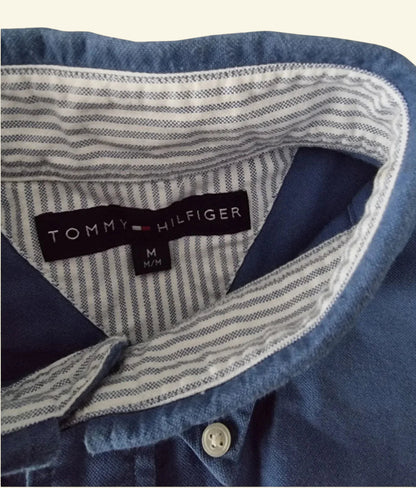Tommy Hilfiger Mens Blue Casual Oxford Shirt Size M - Timelessfashions
