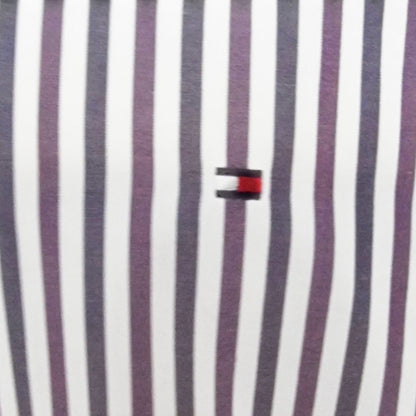 Tommy Hilfiger Mens Navy, Purple and White Stripe Long Sleeve Shirt UK L - Timelessfashions