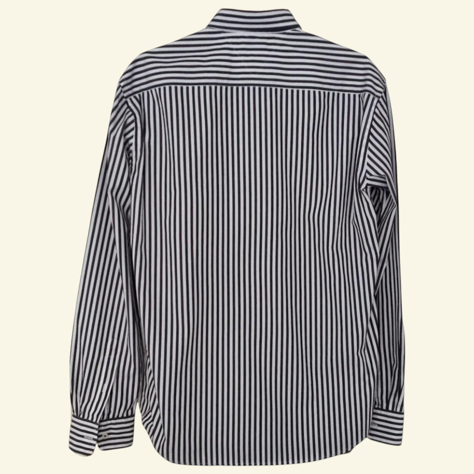 Tommy Hilfiger Mens Navy, Purple and White Stripe Long Sleeve Shirt UK L - Timelessfashions