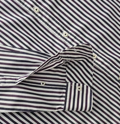 Tommy Hilfiger Mens Navy, Purple and White Stripe Long Sleeve Shirt UK L Timeless Fashions