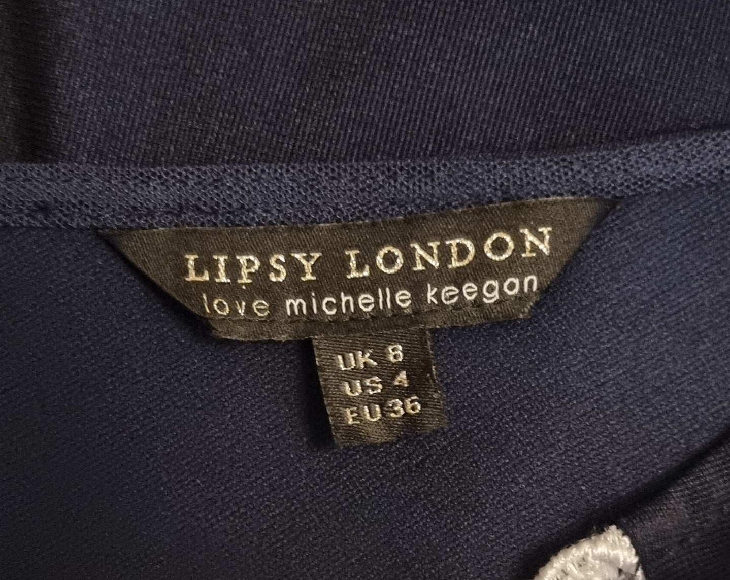 Lipsy London Womens Navy & White Cornelli Lace Trim Bodycon Dress UK 8 US 4 EU 36 Timeless Fashions