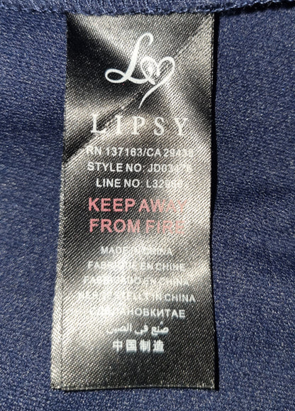 Lipsy label on a navy blue garment with text and branding.