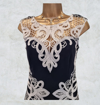 Lipsy London Womens Navy & White Cornelli Lace Trim Bodycon Dress UK 8 US 4 EU 36 Timeless Fashions