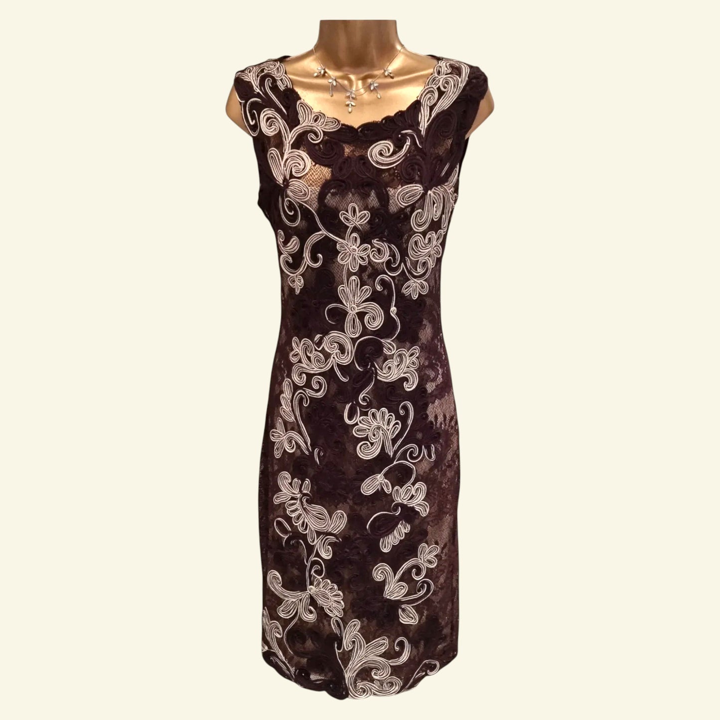 Phase Eight Ladies Aubergine Tapework Midi Dress. UK 10 US 6 EU 38 - Timelessfashions