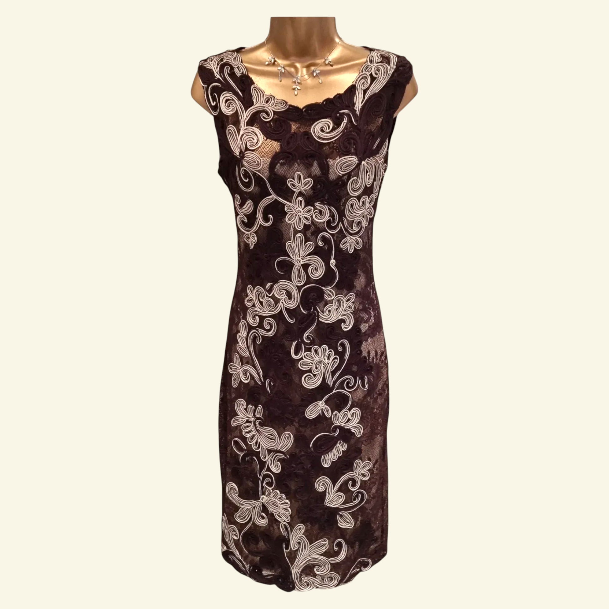 Phase Eight Ladies Aubergine Tapework Midi Dress. UK 10 US 6 EU 38 - Timelessfashions