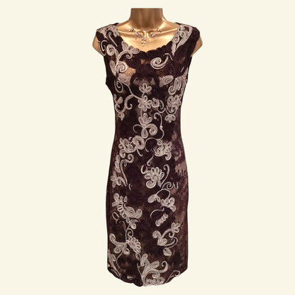 Phase Eight Ladies Aubergine Tapework Midi Dress. UK 10 US 6 EU 38 - Timelessfashions