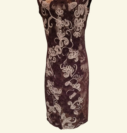 Phase Eight Ladies Aubergine Tapework Midi Dress. UK 10 US 6 EU 38 - Timelessfashions