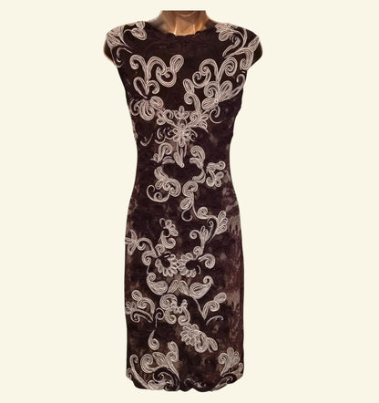Phase Eight Ladies Aubergine Tapework Midi Dress. UK 10 US 6 EU 38 - Timelessfashions