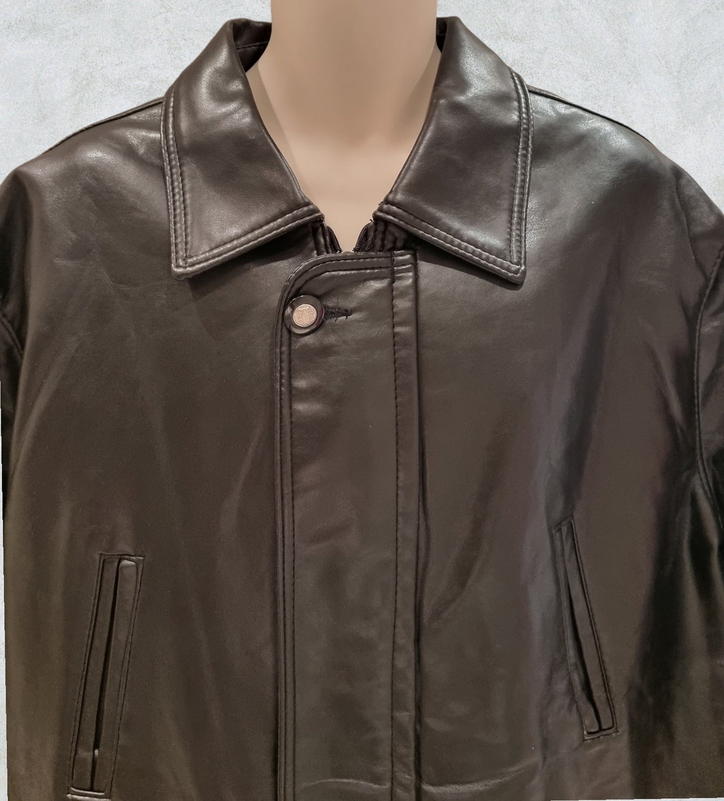 Italian Textile Group Mens Made in Italy Black Genuine Leather Jacket XL Timeless Fashions