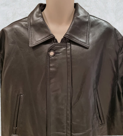 Italian Textile Group Mens Made in Italy Black Genuine Leather Jacket UK XL Timeless Fashions