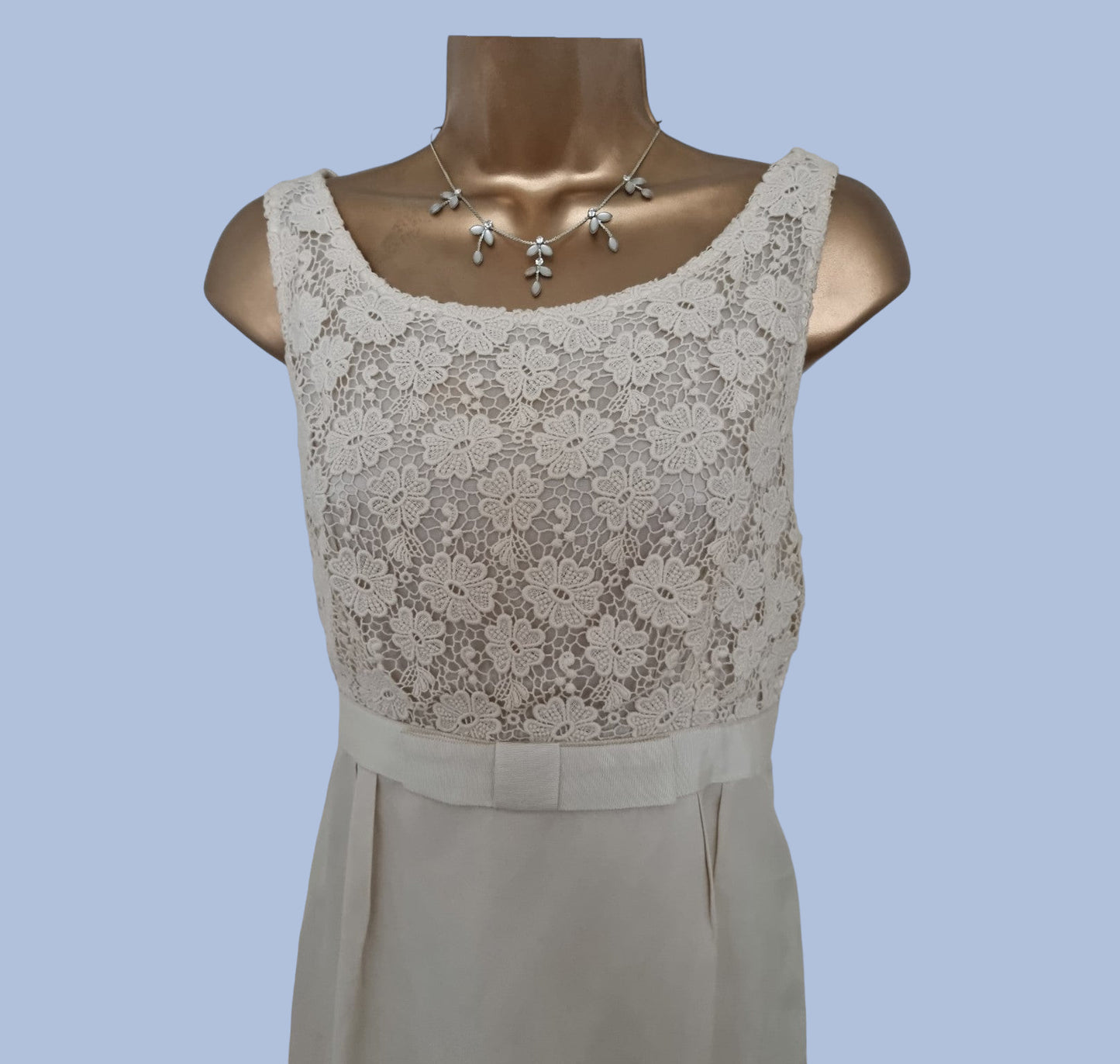 L.K. Bennett Womens Cream Lace Front Dress UK 12 US 8 EU 40 Timeless Fashions