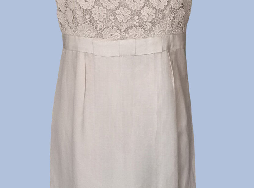 L.K. Bennett Womens Cream Lace Front Dress UK 12 US 8 EU 40 Timeless Fashions