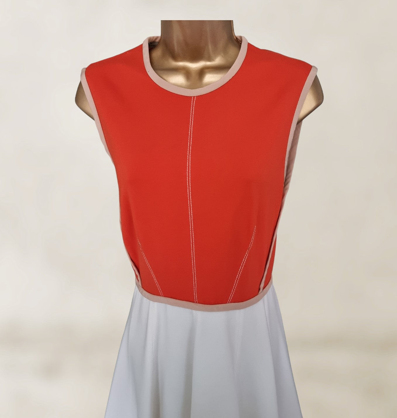 Aquilano Rimondi Womens Orange and White Fit and Flare Dress UK 8 US 4 EU 36 IT 40 Timeless Fashions
