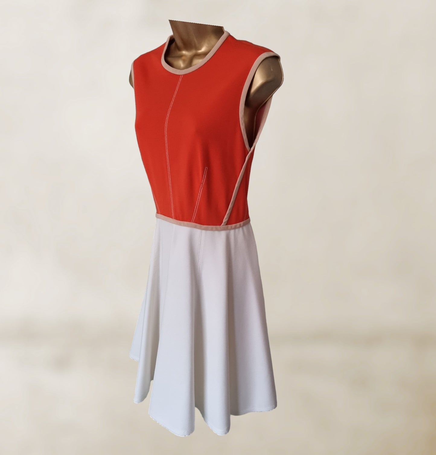 Aquilano Rimondi Womens Orange and White Fit and Flare Dress UK 8 US 4 EU 36 IT 40 Timeless Fashions
