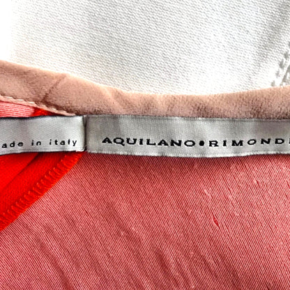 Aquilano Rimondi Womens Orange and White Fit and Flare Dress UK 8 US 4 EU 36 IT 40 - Timelessfashions