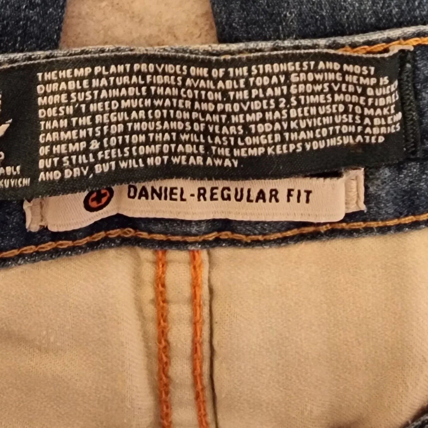 Kuyichi Daniel Men's Blue Regular Fit Straight Leg Faded Denim Jeans W34 L32 - Timelessfashions