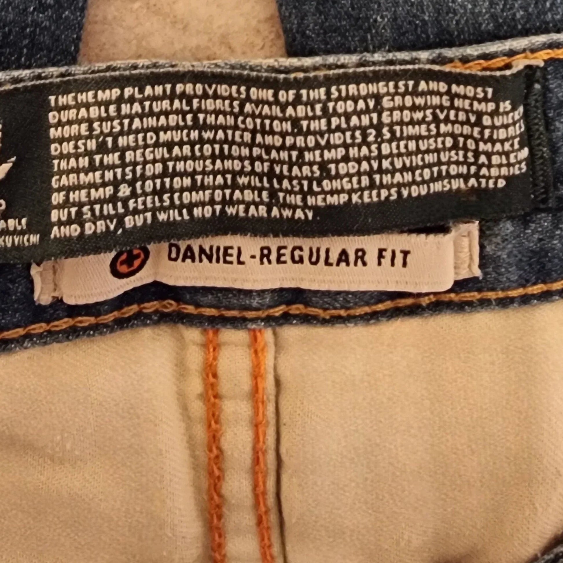 Kuyichi Daniel Men's Blue Regular Fit Straight Leg Faded Denim Jeans W34 L32 - Timelessfashions