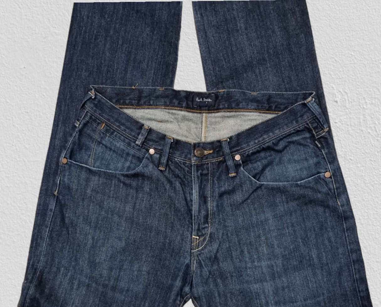 Paul Smith Mens Blue Straight Leg Button Denim Jeans Size 32R Timeless Fashions