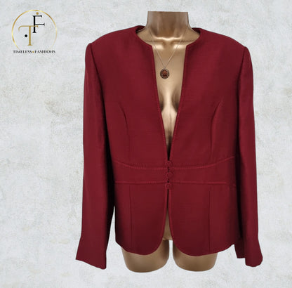 Jacques Verte Womens Red Lined Jacket UK 16 US 12 EU 44 Timeless Fashions