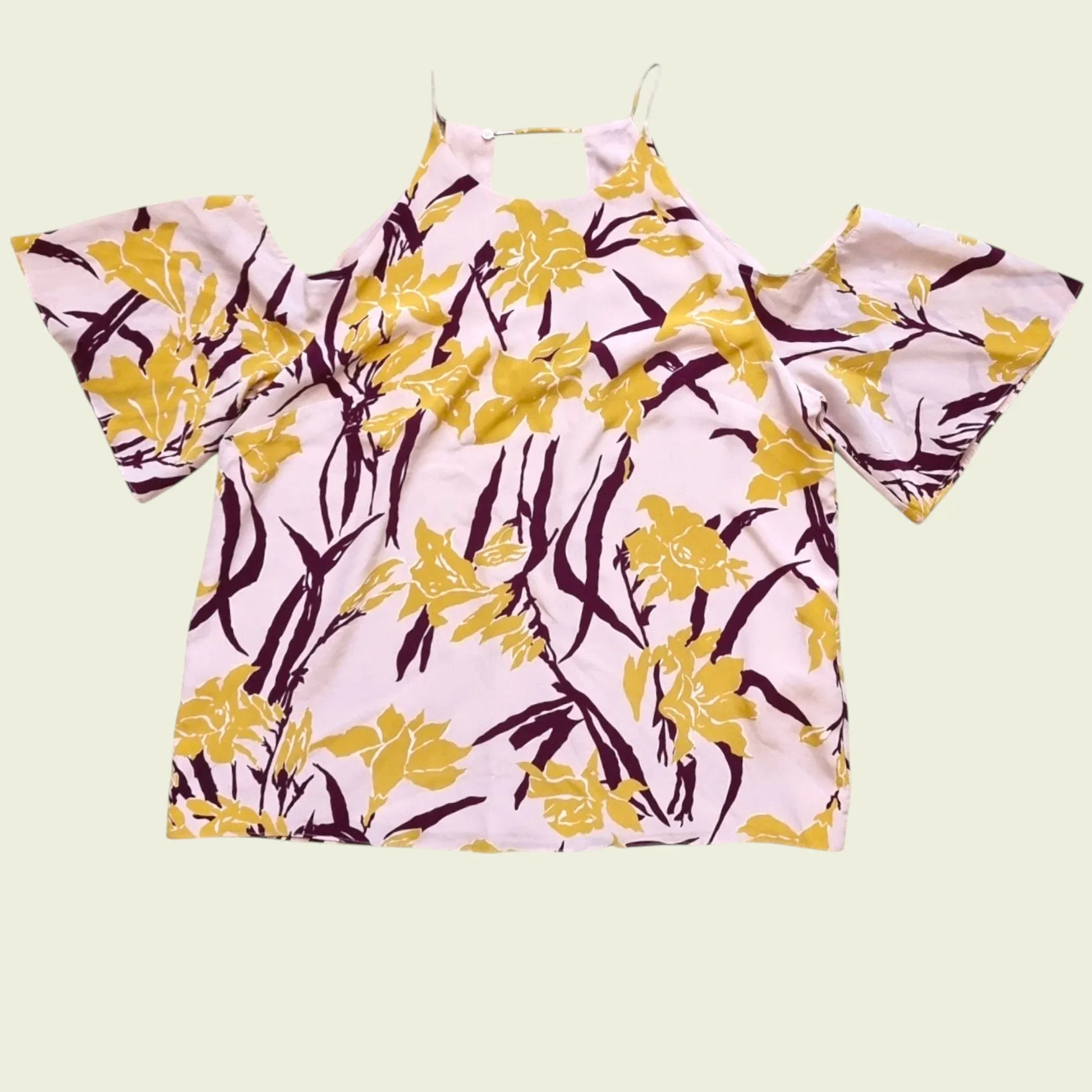 Whistles Multicoloured Lily Cold Shoulder Silk Top, UK 12 US 8 EU 40 - Timelessfashions