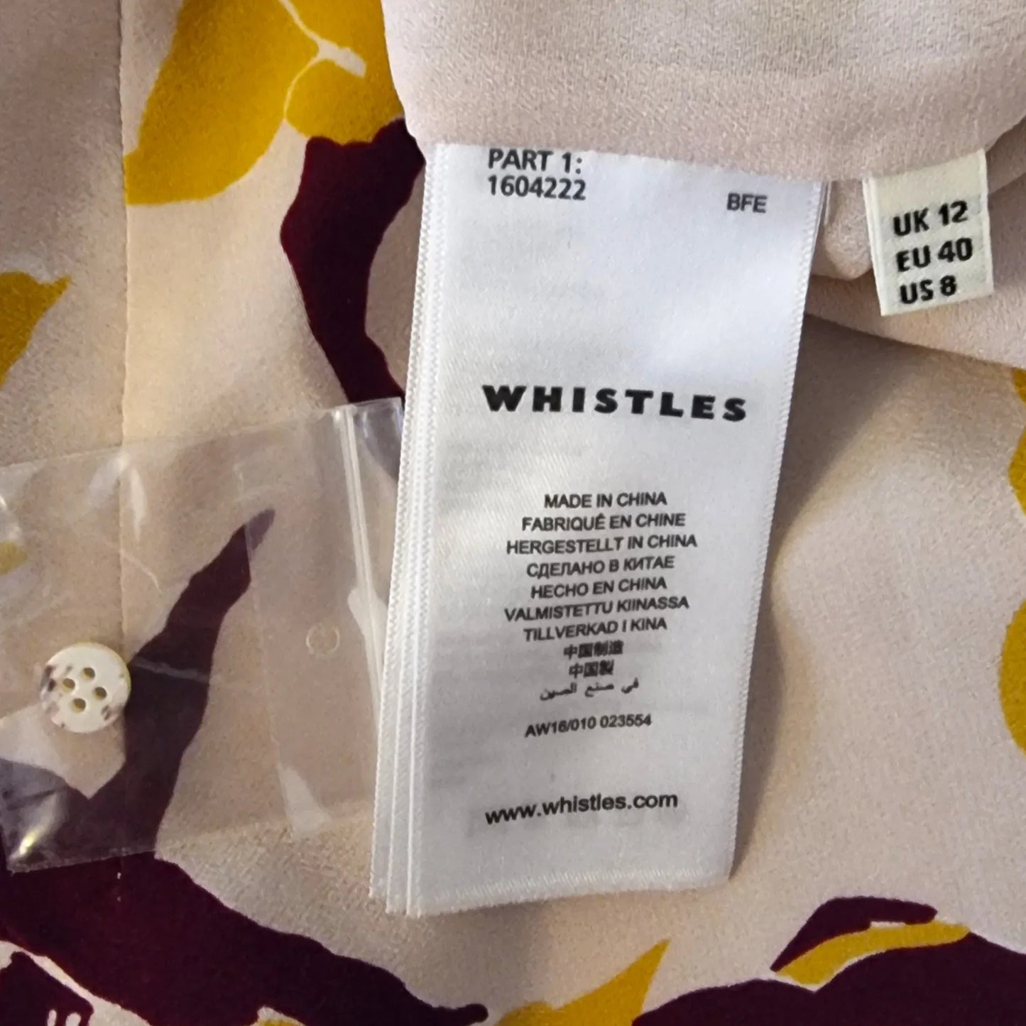 Whistles Multicoloured Lily Cold Shoulder Silk Top, UK 12 US 8 EU 40 - Timelessfashions