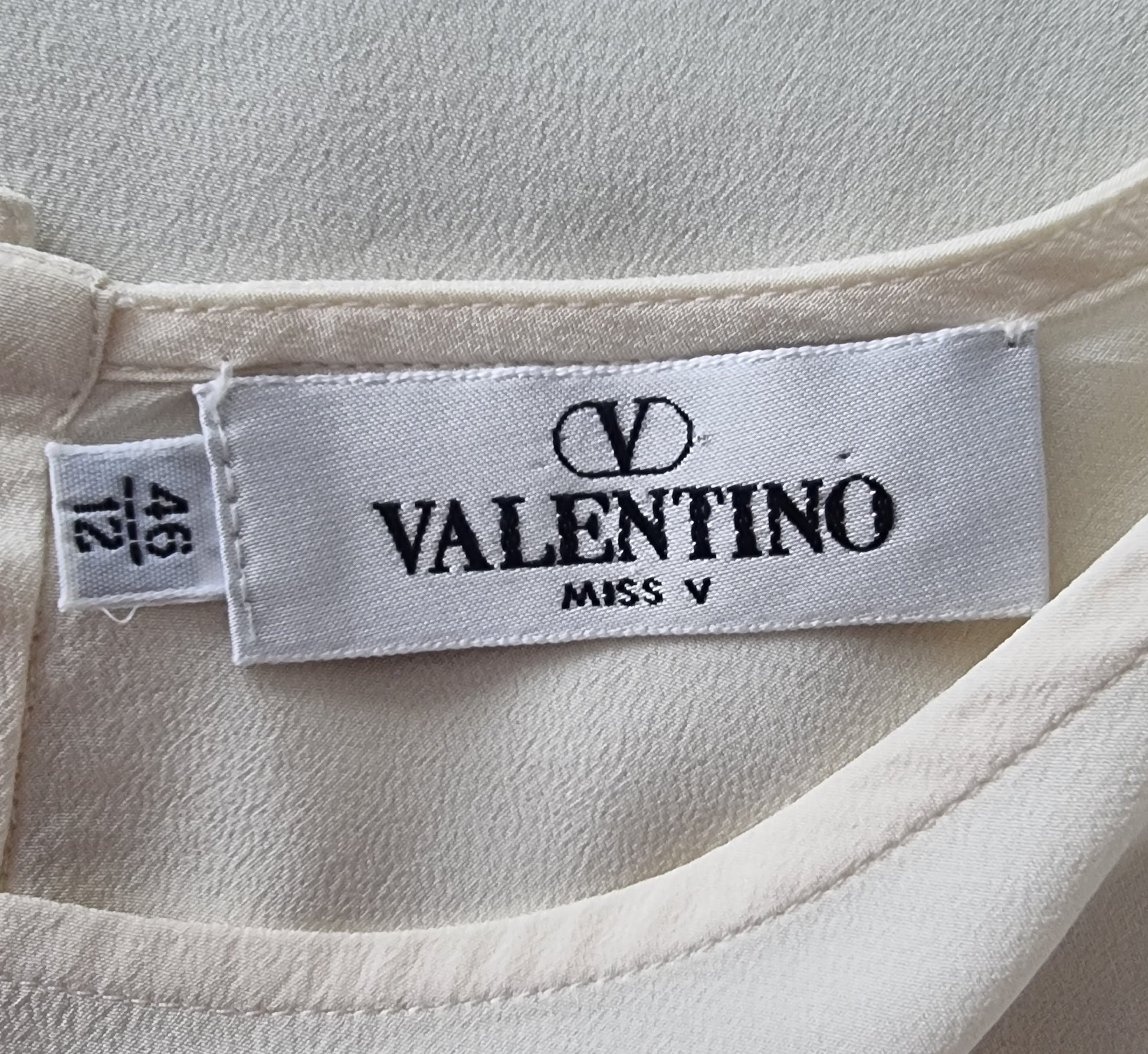 Valentino Women's Cream Short Sleeve Silk Top UK 16 US 12 EU 44 IT 48 Timeless Fashions