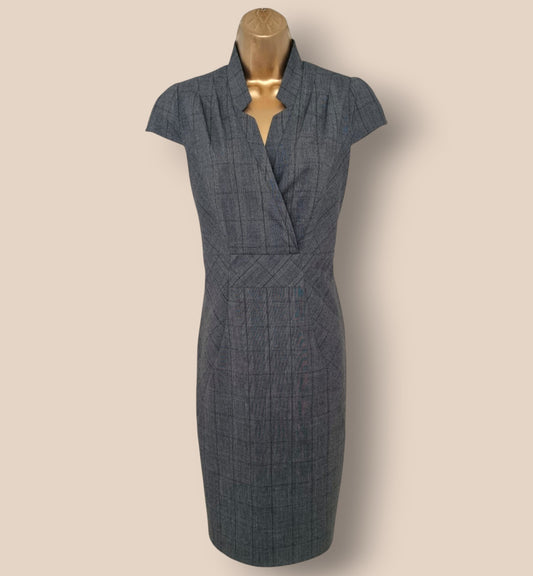 Alexon Grey Striped Pencil Dress UK 12 US 8 EU 40 Timeless Fashions