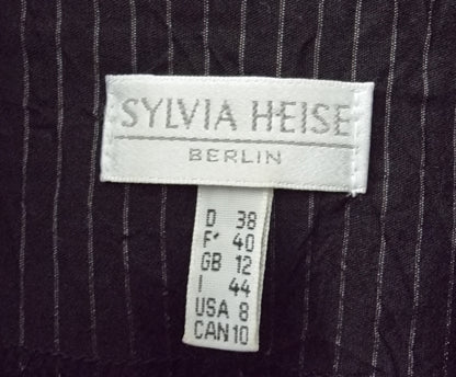 Sylvia Heise Vintage Black & White Striped Dress UK 12 US 8 EU 40 IT 42 Timeless Fashions