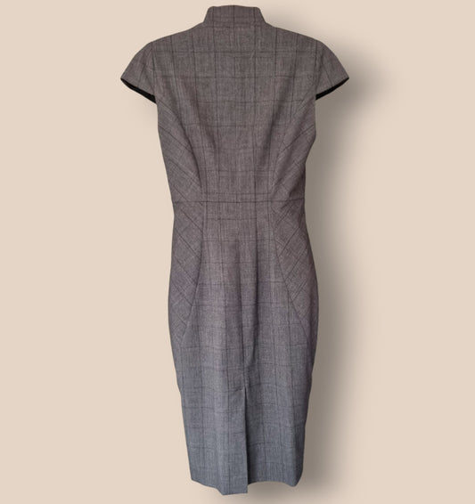 Alexon Grey Striped Pencil Dress UK 12 US 8 EU 40 Timeless Fashions