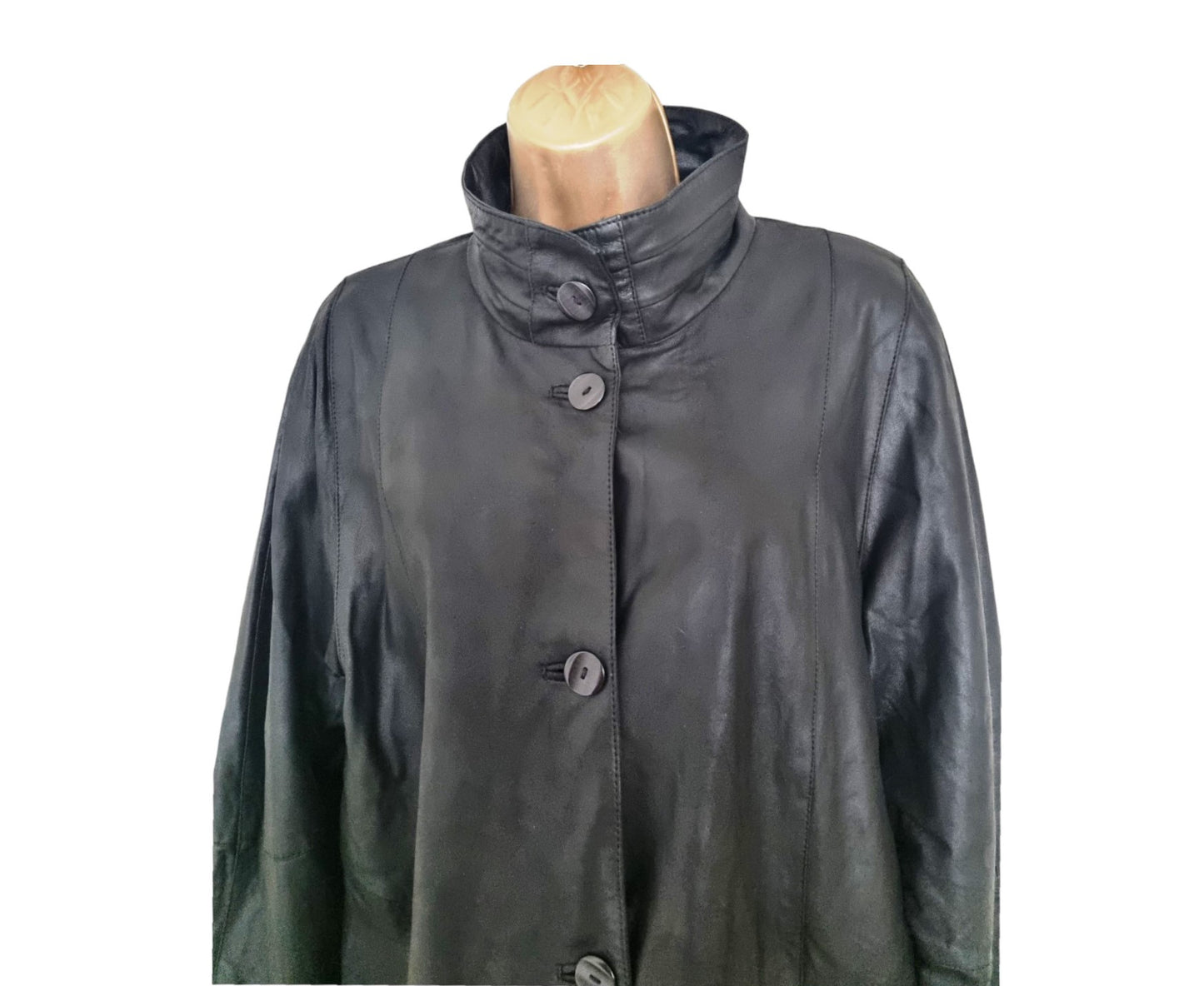 Franco Callegari Women's Vintage Longline Black Leather Jacket UK 14 US 10 EU 42 IT 46 Timeless Fashions