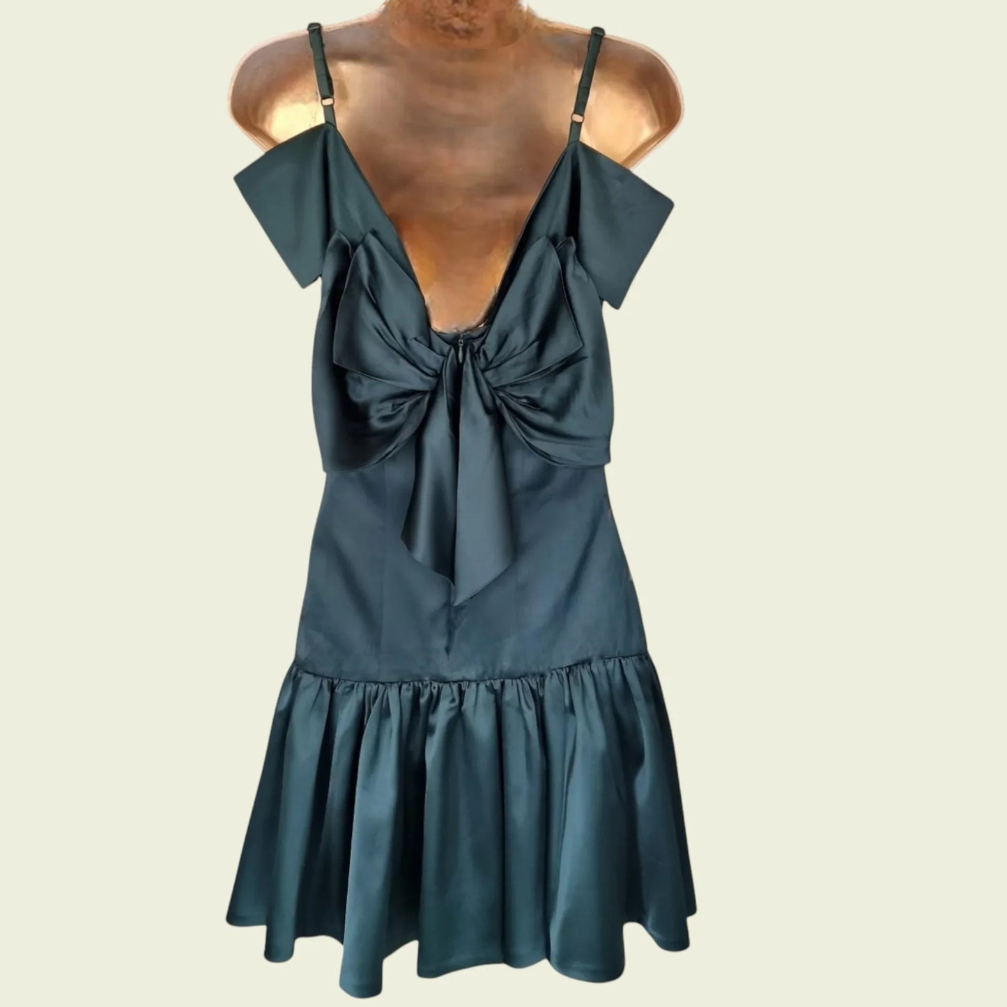 Karen Millen Emerald Green Satin Look Occasion Dress UK 10 US 6 EU 36 - Timelessfashions