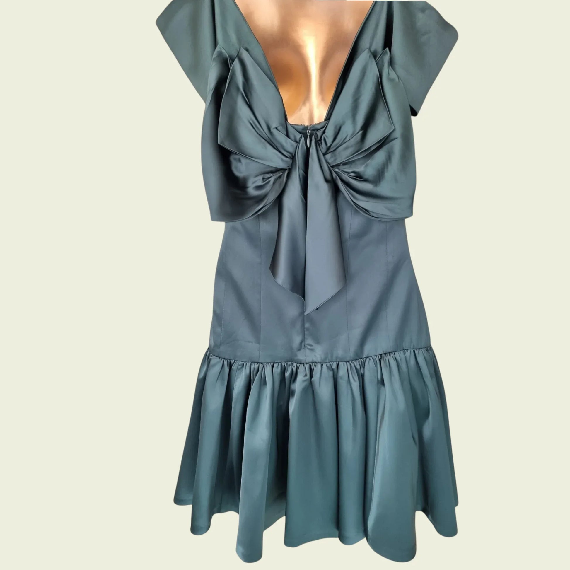Karen Millen Emerald Green Satin Look Occasion Dress UK 10 US 6 EU 36 - Timelessfashions