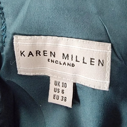 Karen Millen Emerald Green Satin Look Occasion Dress UK 10 US 6 EU 36 - Timelessfashions