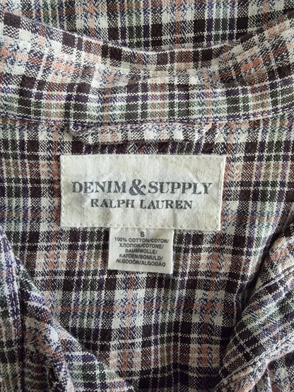 Ralph Lauren's Denim & Supply Men's Brown Check Short Sleeve Shirt UK S Timeless Fashions