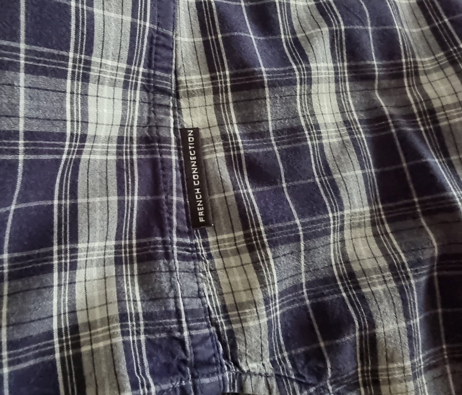 French Connection Men’s Blue & White Check Long Sleeve Shirt UK M Timeless Fashions