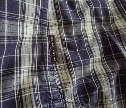 French Connection Men’s Blue & White Check Long Sleeve Shirt UK M Timeless Fashions