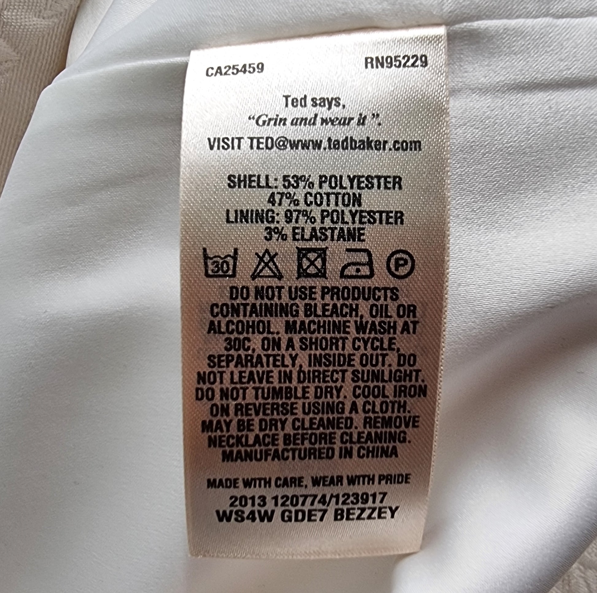Ted Baker Cream Jacquard Shift Dress UK 8 US 4 EU 36 Timeless Fashions