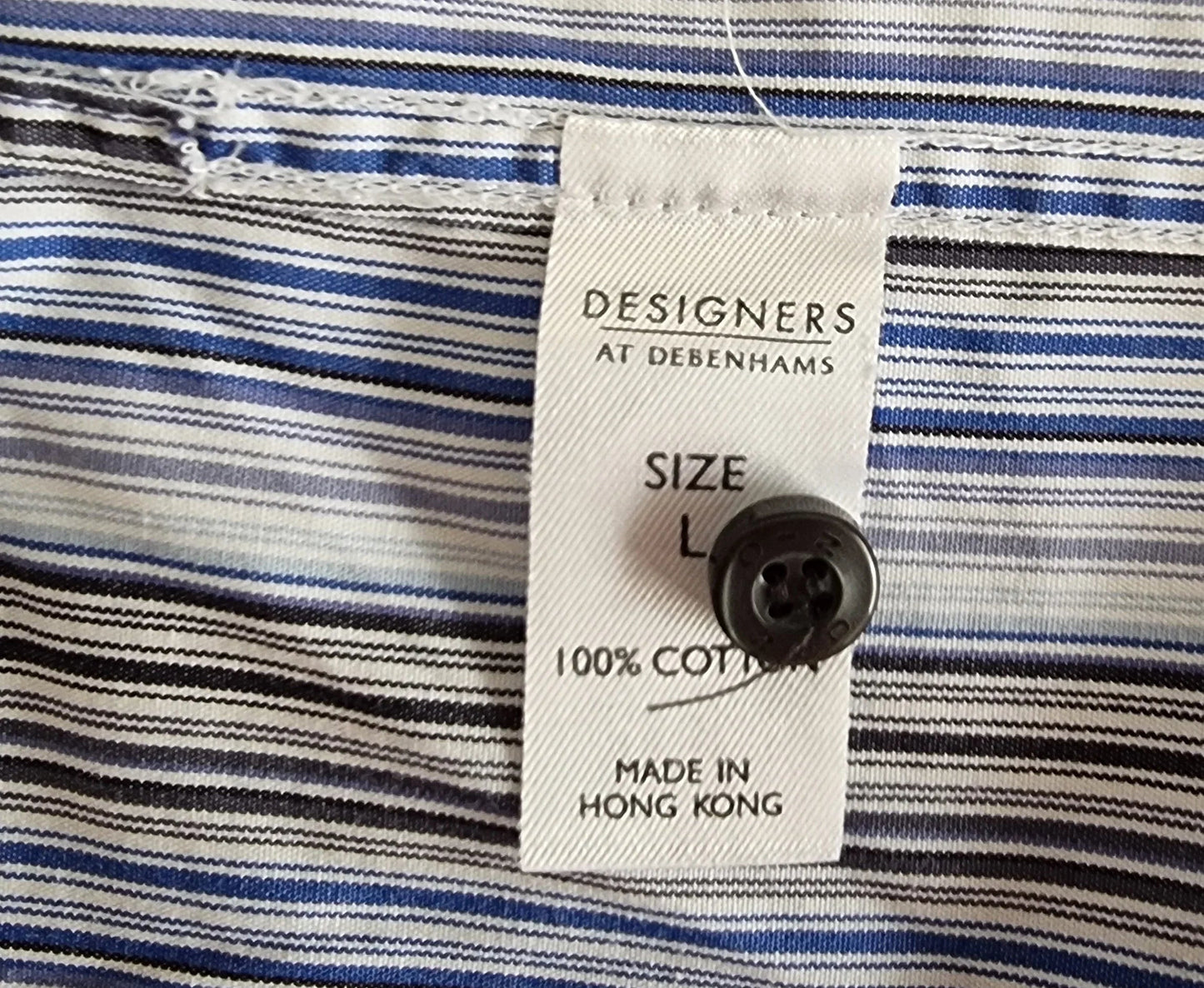 O-Z By Oswald Boateng Men's Short Sleeve Blue/Black & White Stripe Shirt Size L - Timelessfashions