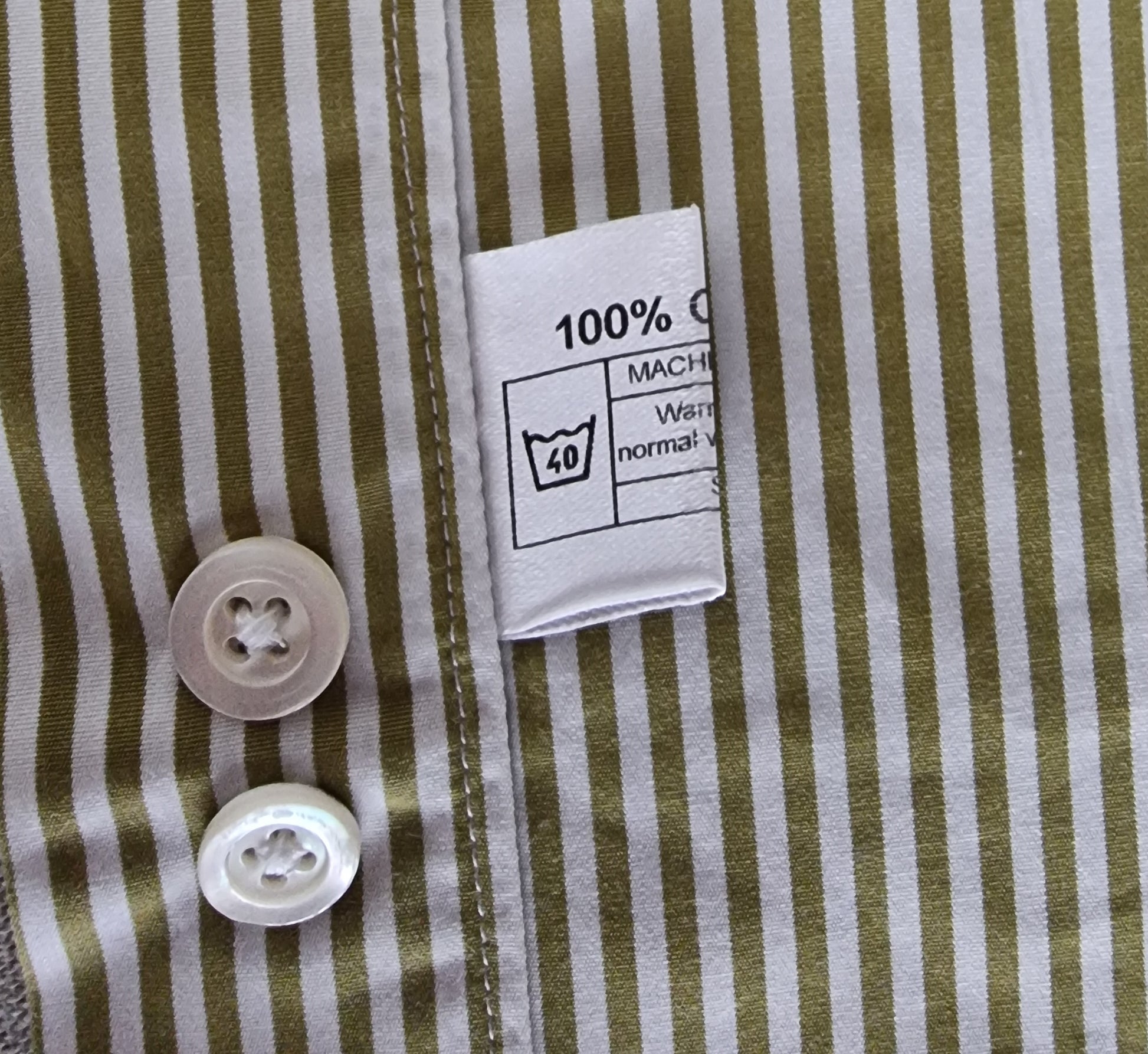 Richard James Saville Row Men’s Khaki Striped Shirt – Size 15 1/2 Timeless Fashions