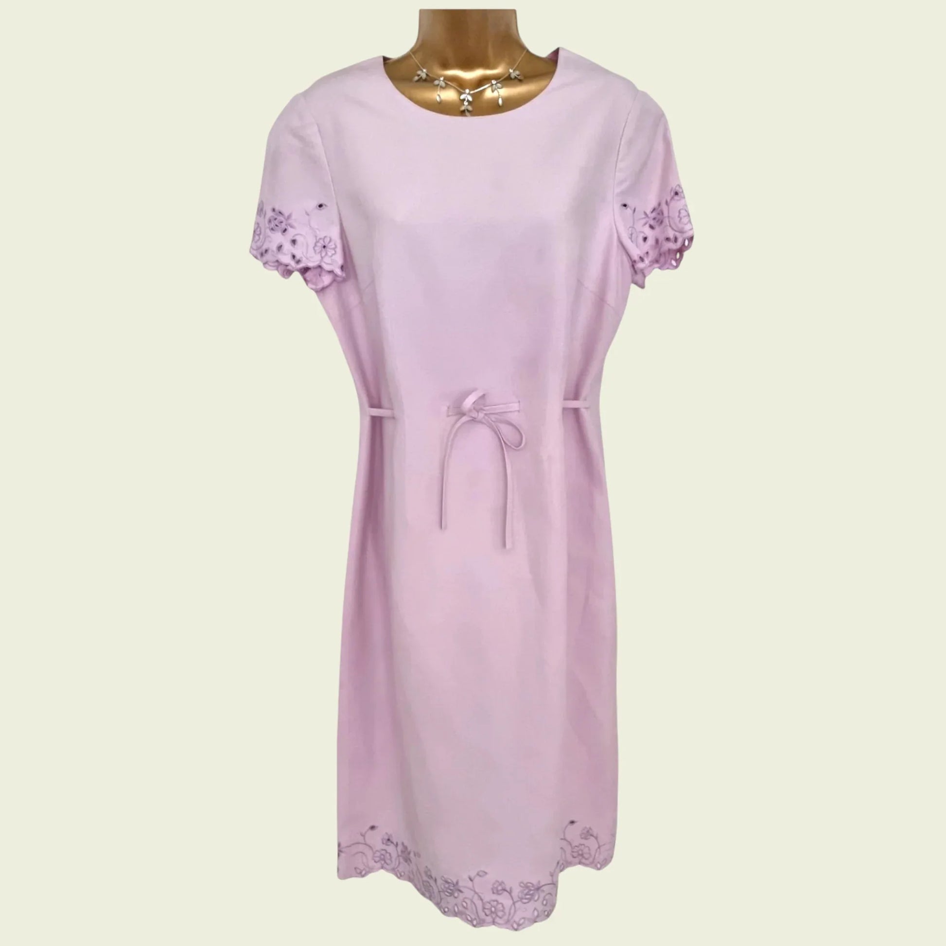 Viyella Vintage Lilac Broderie Anglais Dress UK 10 US 8 EU 38 - Timelessfashions