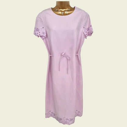 Viyella Vintage Lilac Broderie Anglais Dress UK 10 US 8 EU 38 - Timelessfashions