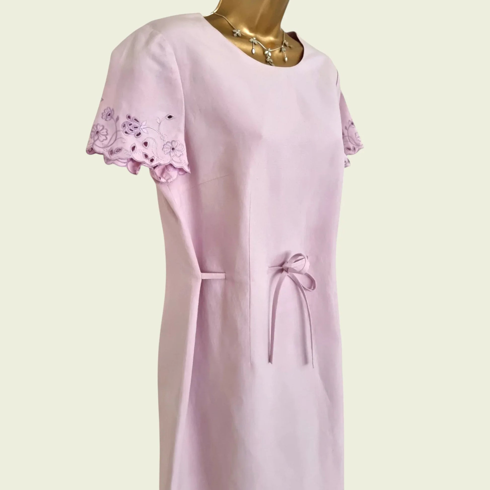 Viyella Vintage Lilac Broderie Anglais Dress UK 10 US 8 EU 38 - Timelessfashions