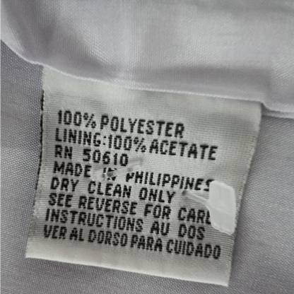 Clothing label with text on a garment
