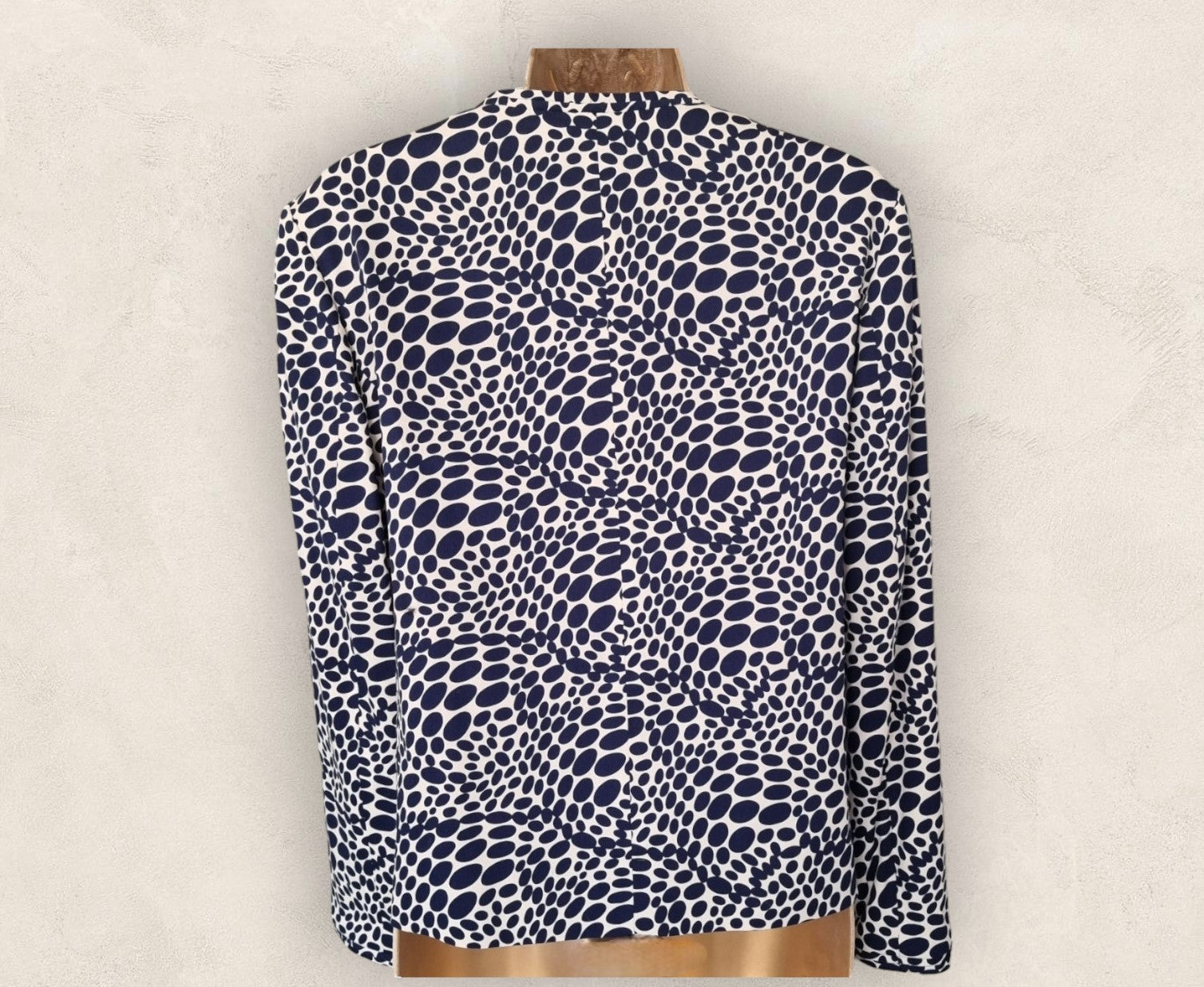 Caroline Charles London Vintage Blue & White Lined Jacket UK 14 US 10 EU 42 Timeless Fashions