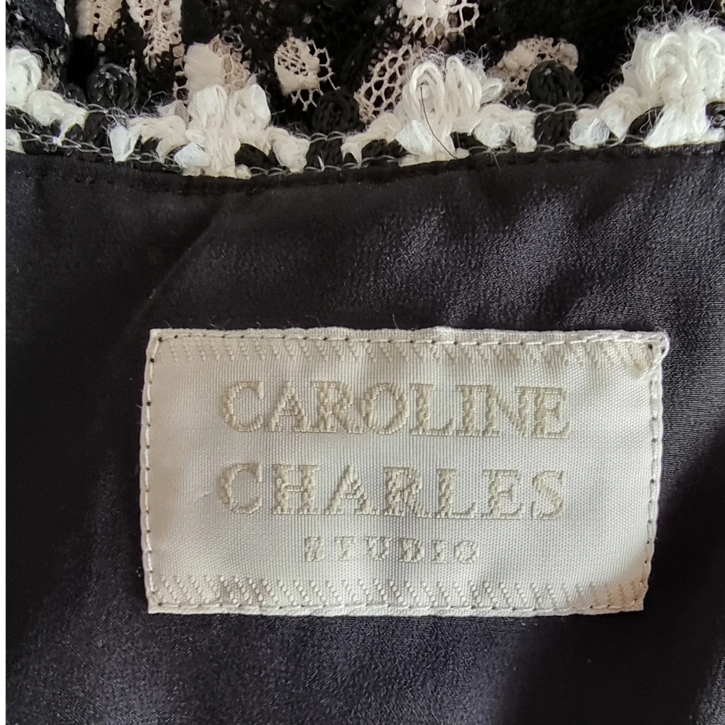 Caroline Charles Studio Vintage Black Lace Overlay Dress UK 16 US 12 EU 44 - Timelessfashions